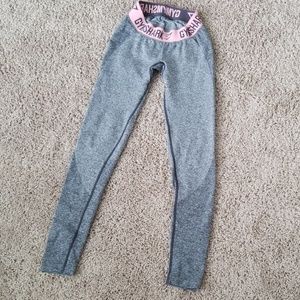 Gymshark Grey and Pink Small Flex Legging